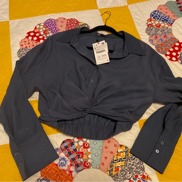 Zara collared button up crop top - Picture 8 of 9